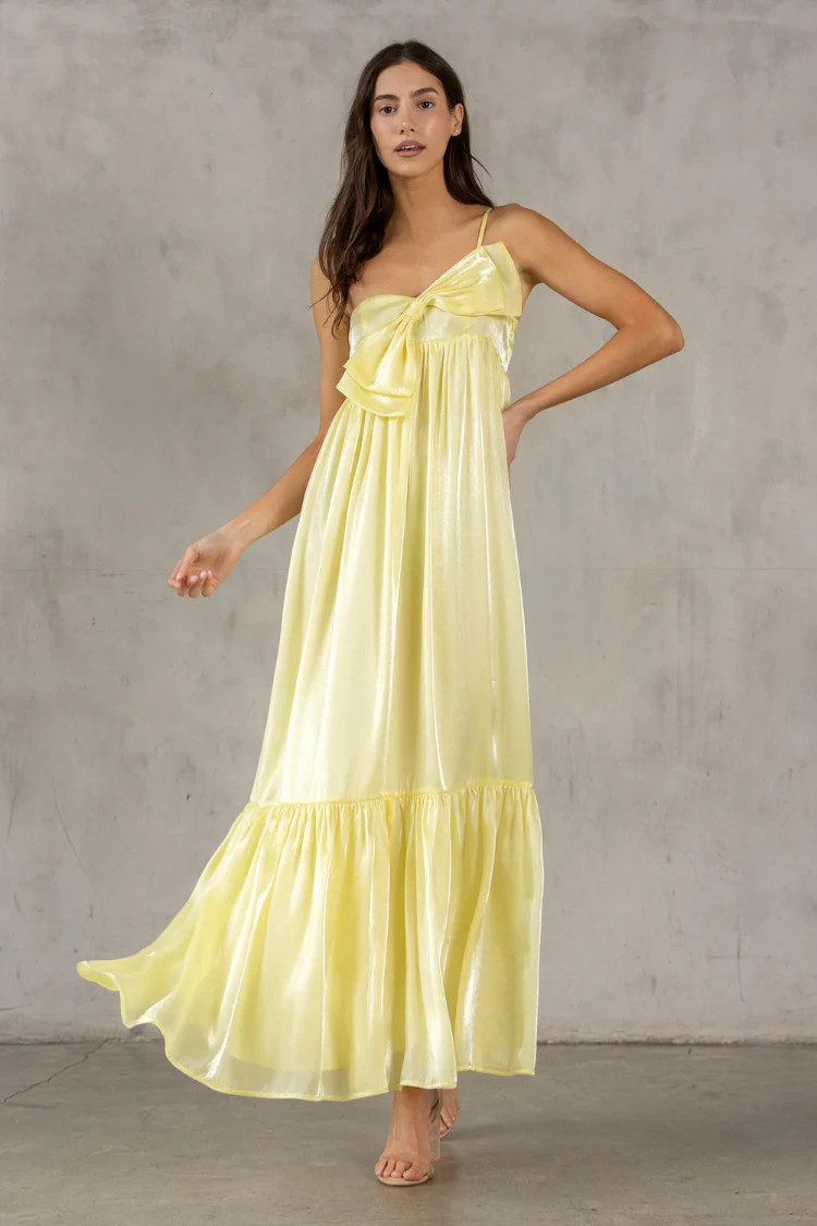Soleil Yellow Bow Maxi Dress | Confête