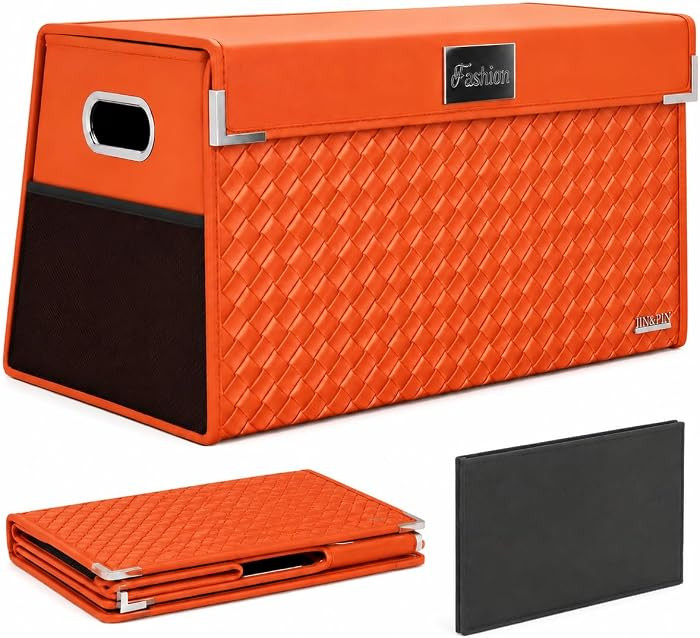 Car Trunk Organizer with Lid, Foldable Storage Box, Orange | Amazon (US)