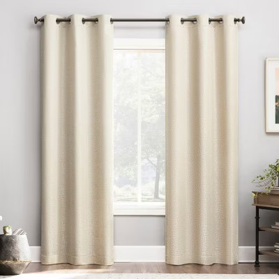 1pc 72"x63" Sun Zero Serenity Abstract Magnetic Closure 100% Blackout Grommet Curtain Panel Natural | Target