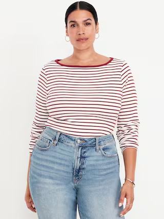 Snug Long-Sleeve Boat-Neck T-Shirt | Old Navy (US)