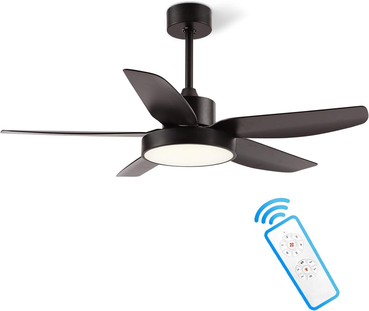 46 Inch Ceiling Fan with Light and Remote Control Black, ALUOCYI Flush Mount Ceiling Fan with 3 C... | Amazon (US)