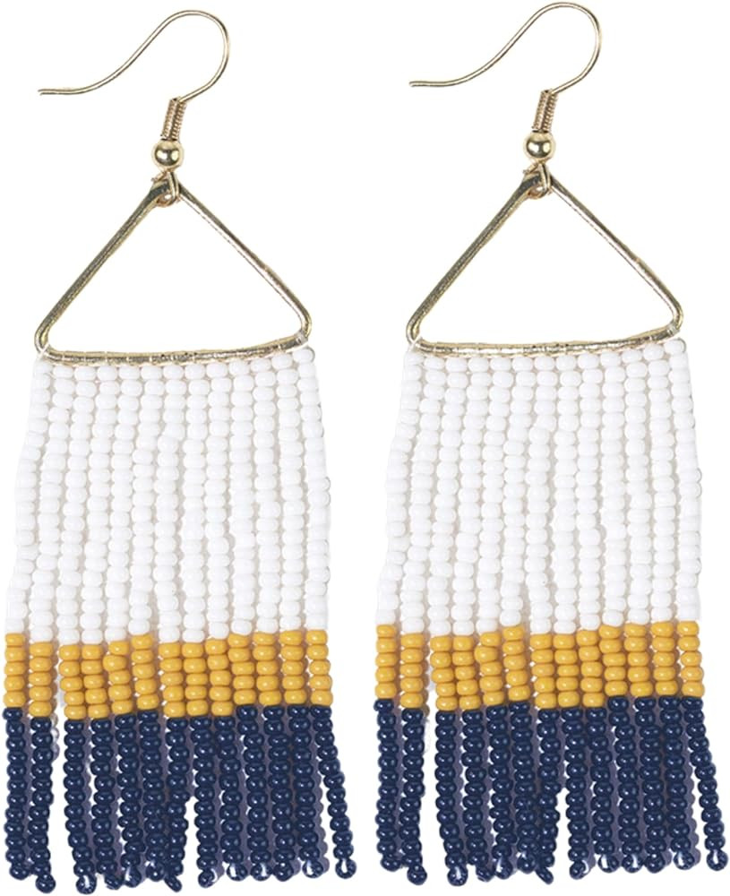 INK+ALLOY Game Day Earrings for Women, Beaded Fringe Earrings for Sports Fans, Handmade Jewelry f... | Amazon (US)