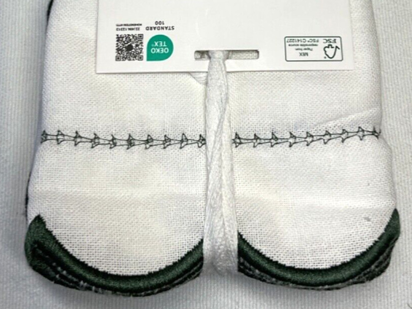 RACHEL ASHWELL NAPKINS (8) WHITE GREEN SCALLOP BORDER 18 X 18 100% COTTON NIP  | eBay | eBay US