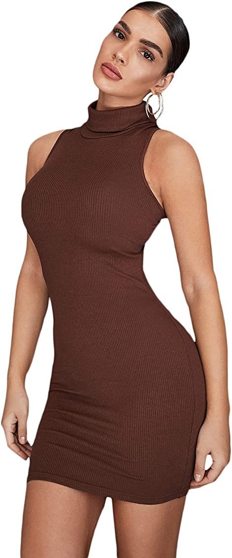 Floerns Women's Sleeveless Turtleneck Party Mini Bodycon Dress | Amazon (US)