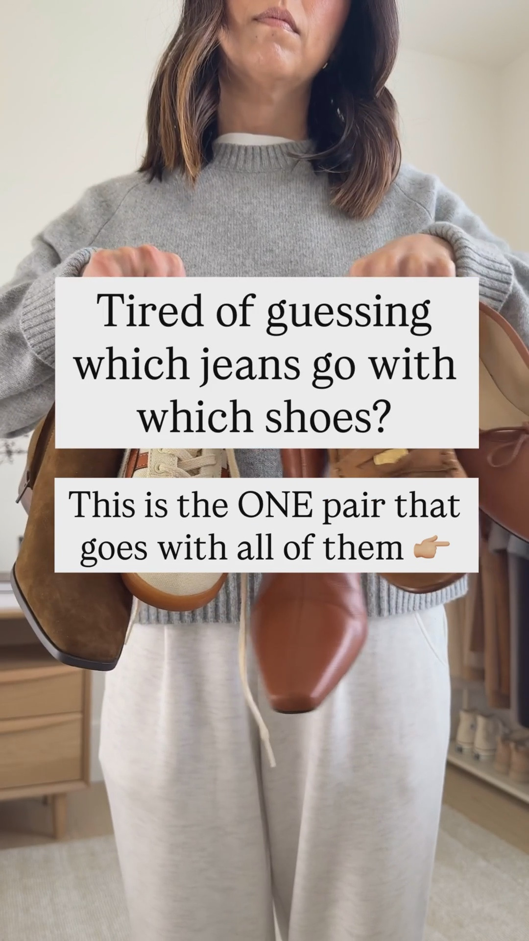 The one style of denim that goes with all your shoes - High rise, true straight leg (not taped leg), just grazes the top of foot length. These exact jeans are nearly all sold out, but going to link similar leg styles. I cut the hems of these which you'll most likely have to do with the jeans I linked. 

Madewell 90's jeans 25, cut hems
Everlane cashmere sweater xs
Everlane box cut tee medium
YSL sunglasses

Shoes:
Everlane ballet flats 5
Veronica Beard loafers 5.5, run tts
Onitsuka Tiger sneakers 4 mens
Steve Madden boots 5.5 
Staud Wally boots 35

Jeans, boots, petite style, fall style 

#LTKSeasonal #LTKPetite #LTKStyleTip