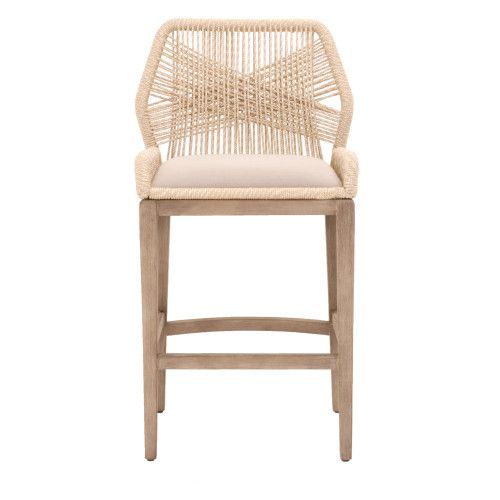 Essentials for Living Loom Barstool Sand Rope, Light Gray, Natural Gray Mahogany | Gracious Style