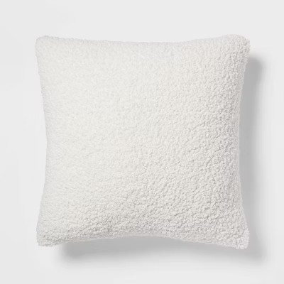 Euro Traditional Cozy Faux Shearling Fur Decorative Throw Pillow Cream - Threshold™: Indoor Squ... | Target