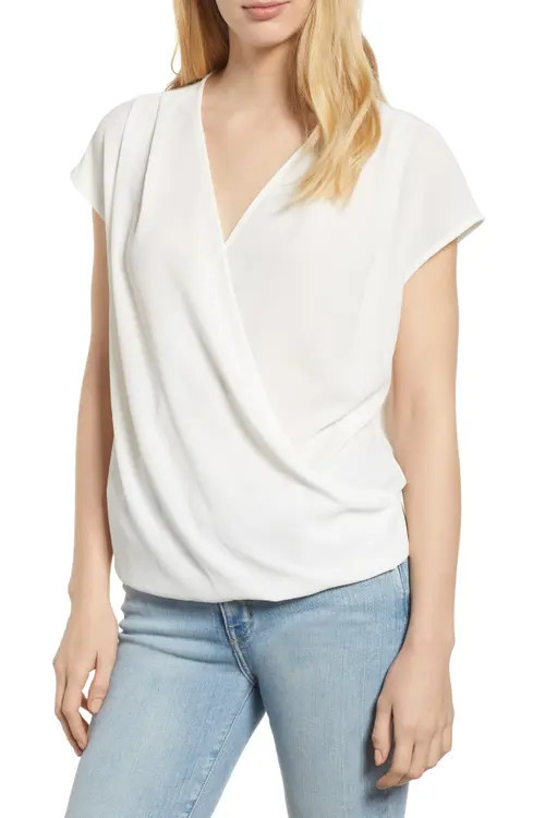 Gibson Draped Faux Wrap Top (Regular & Petite) | Nordstrom