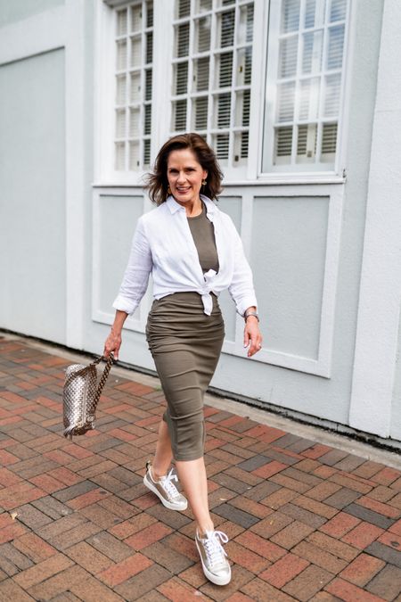 Petite friendly midi skirt and top.  Great stretch.  Skirt can be worn with sneakers, sandals or heels.  Great for travel.

#LTKtravel #LTKover40 #LTKstyletip