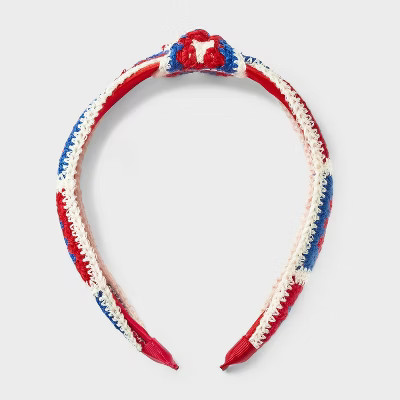 Americana Knitted Top Knot Headband - Red/White/Blue | Target