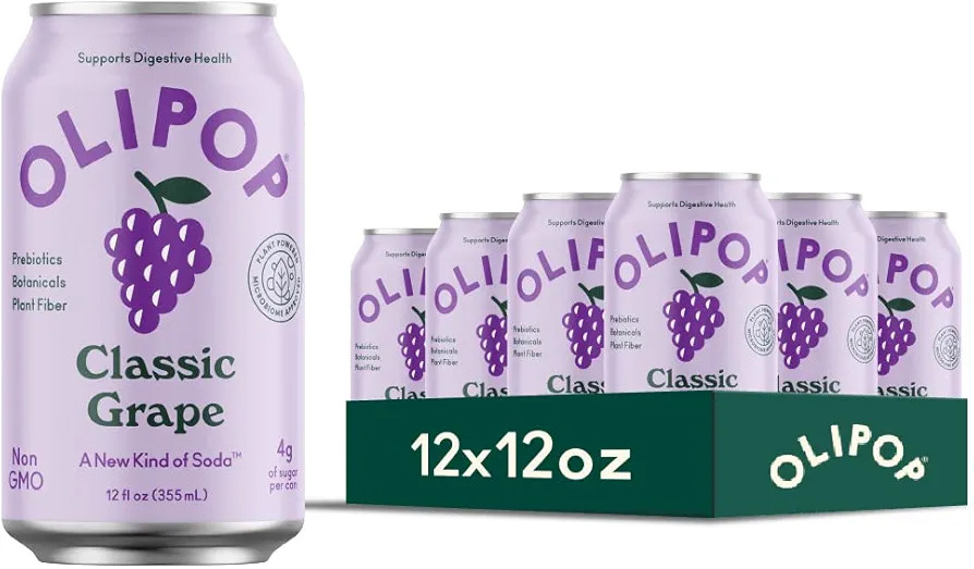 OLIPOP - Classic Grape Sparkling Tonic, Healthy Soda, Prebiotic Soft Drink, Aids Digestive Health... | Amazon (US)