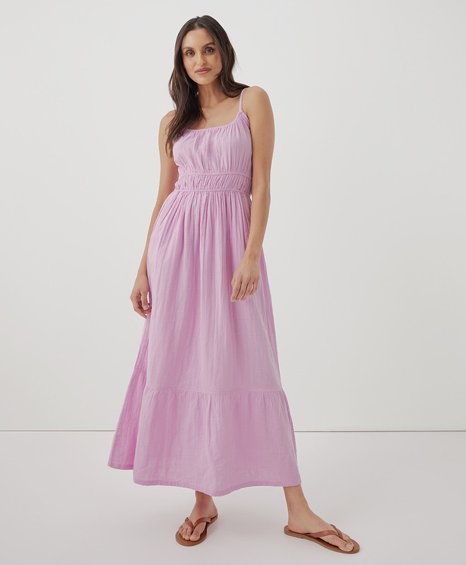 Women’s Coastal Double Gauze Cami Maxi Dress made with Organic Cotton | Pact | Pact Apparel