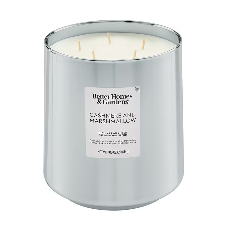 Better Homes & Gardens Cashmere and Marshmallow Scented Candle, 100 oz, 5-Wick Cotton Glass Jar | Walmart (US)
