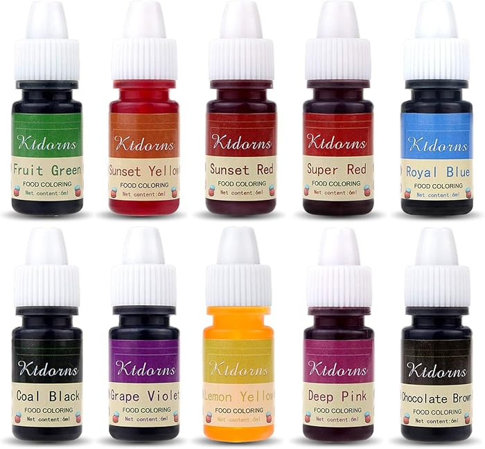Food Coloring - Yellow,Blue,Green,Violet 10 Color cake food coloring liquid Variety Kit for Bakin... | Amazon (US)