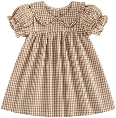 Baby Girl Spring Outfit Ginham Dress Plaid Dress Toddler Fall Clothes | Peter pan collar, Doll co... | Amazon (US)