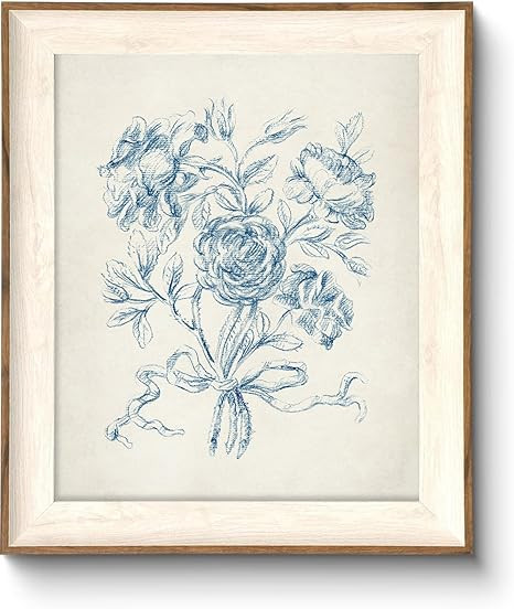 ASTRDECOR Framed Vintage Wall Art for Bathroom, Botanical Blue Wall Art for Home Decor Aesthetic,... | Amazon (US)