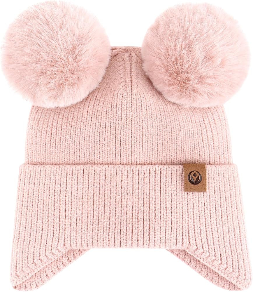 Kids Beanie hat Infant Winter Hat Cap Pom Pom Soft Warm Hat Fleece Lined Knit Cap for Boys Girls ... | Amazon (US)