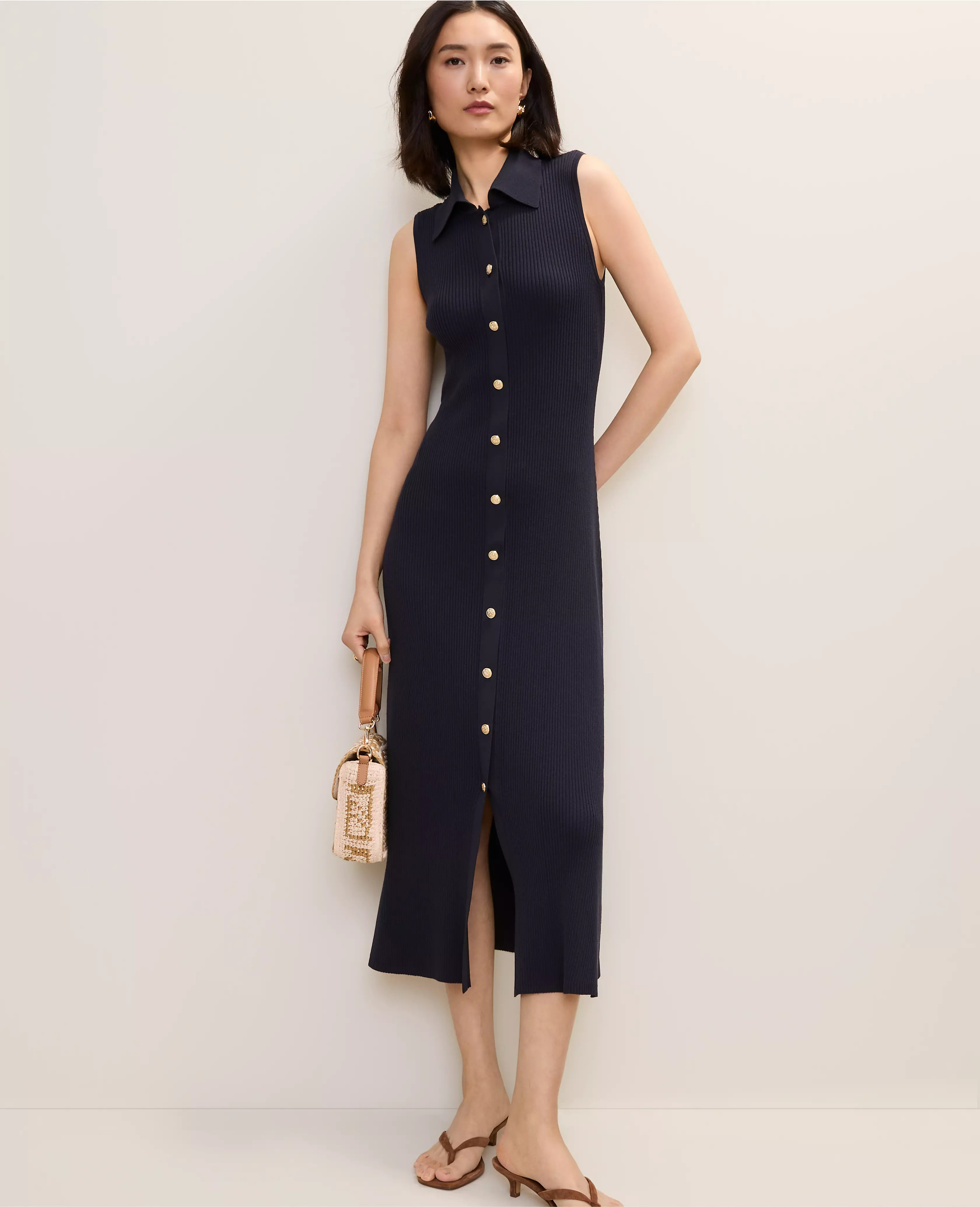 Collared Midi Sweater Dress | Ann Taylor