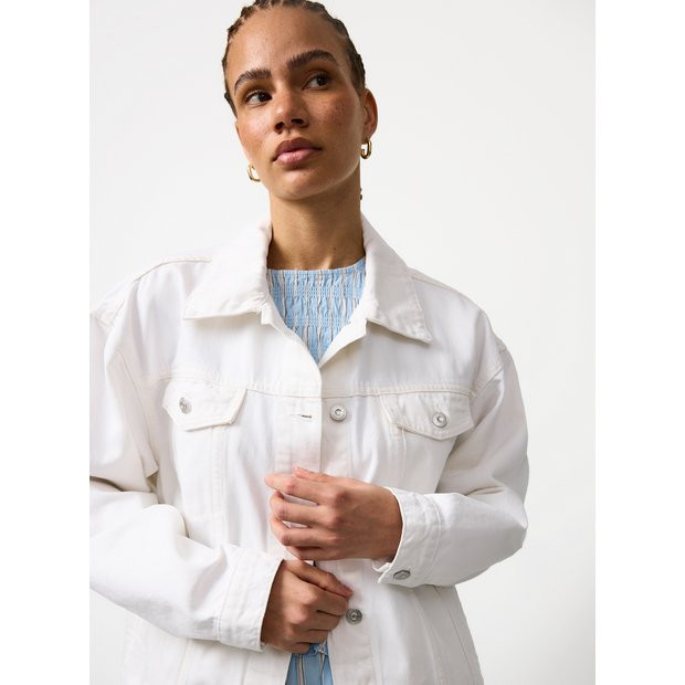 Buy White Oversized Trucker Jacket 14 | Denim jackets | Tu | Tu Clothing