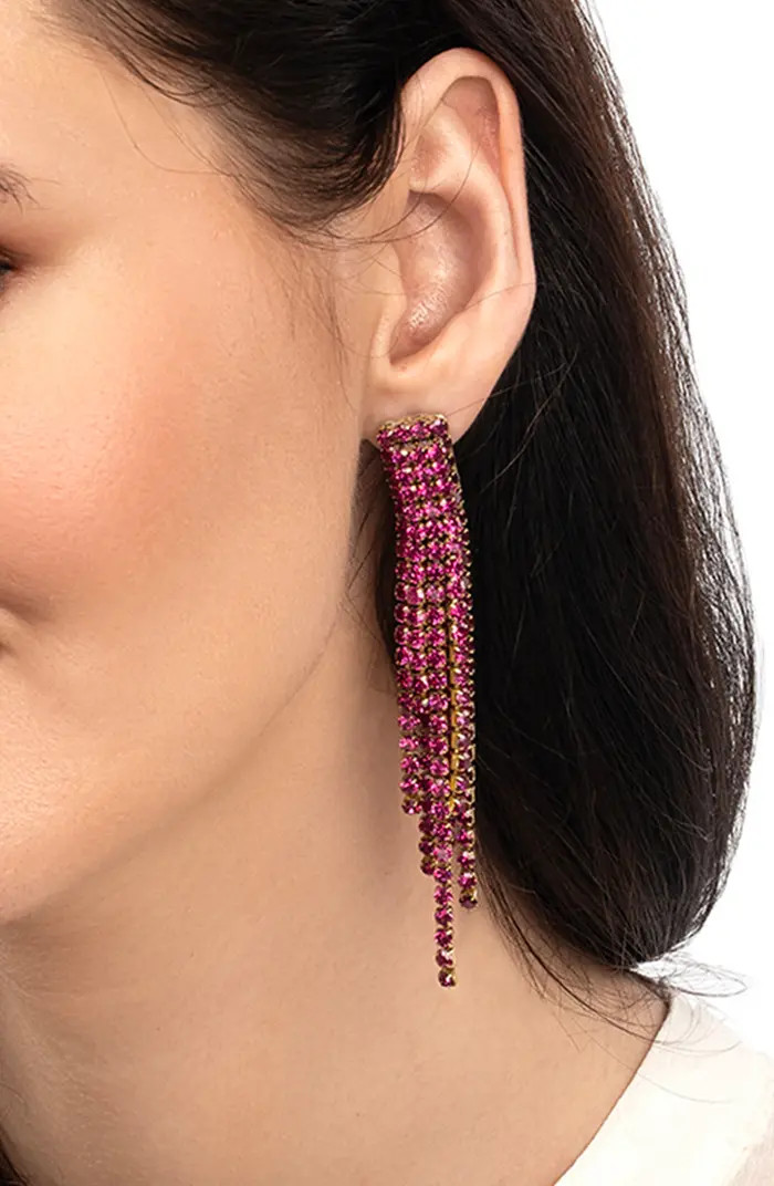 Deepa Gurnani Elisa Crystal Linear Drop Earrings | Nordstrom | Nordstrom