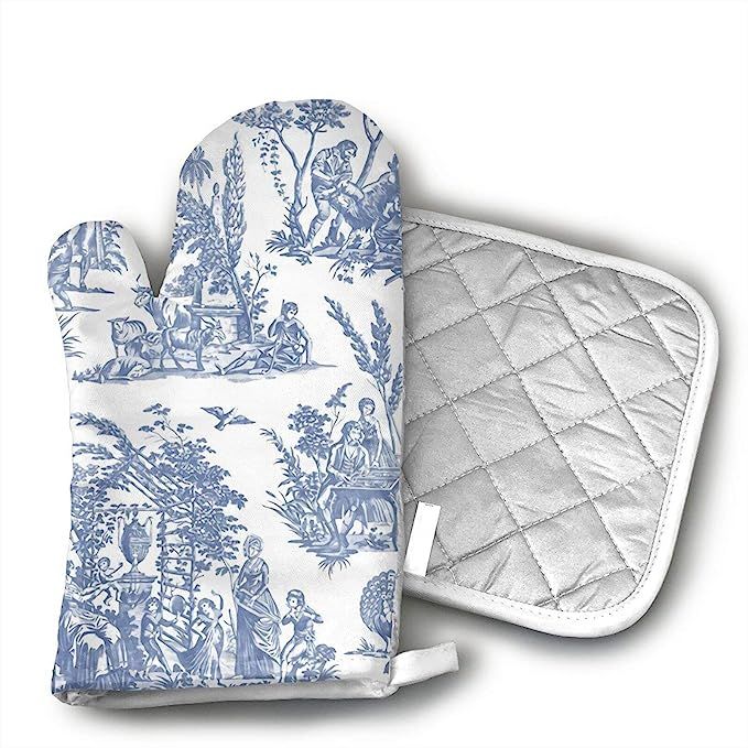 Marseilles Toile Willow Ware Blue White 2 Pack Heat Resistant Hot Oven Mitts & Pot Holders for Ki... | Amazon (US)