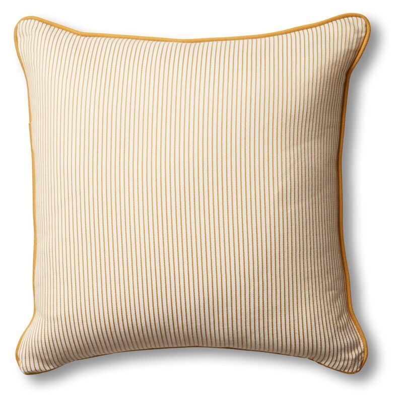 Kit Pinstripe Pillow, Mustard/White | One Kings Lane