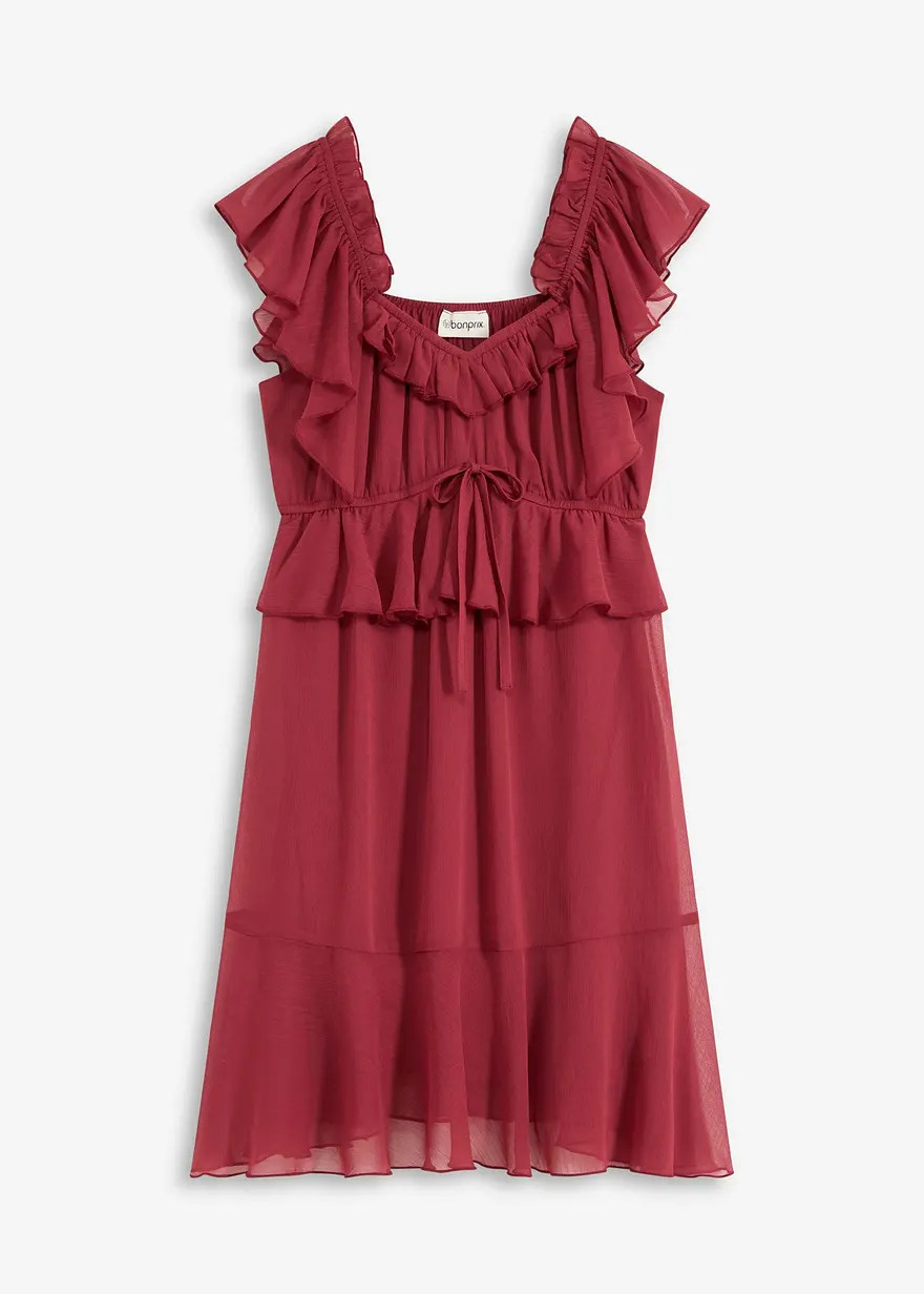 Kurzes Kleid mit R\u00fcschen\u00e4rmeln - rot - Damen | bonprix | Bonprix DE
