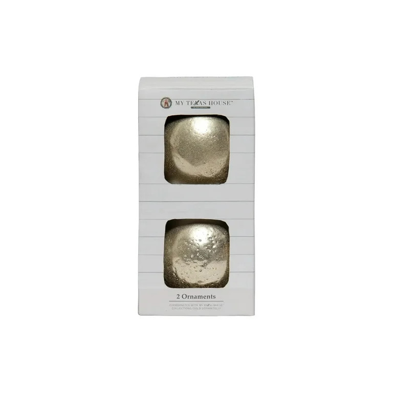 2 Count Hammered Metallic Gold Christmas Ornaments, 5 in, by My Texas House | Walmart (US)
