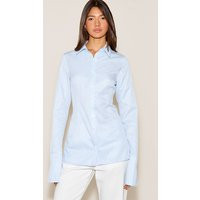 Blue Cotton Fitted Shirt | PrettyLittleThing UK