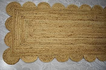 Ripaz Vogue RUG Natural Jute Hand Braided Scallops Design Jute Rug Handmade Area Rug (60 x 90 cm) | Amazon (UK)