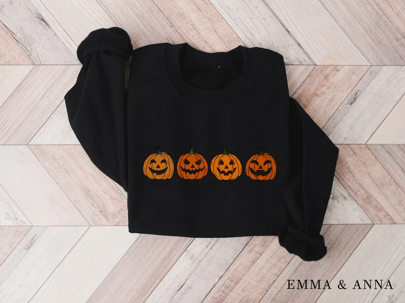 Pumpkin Sweatshirt Pumpkin Sweater Jack-o-lantern - Etsy | Etsy (US)