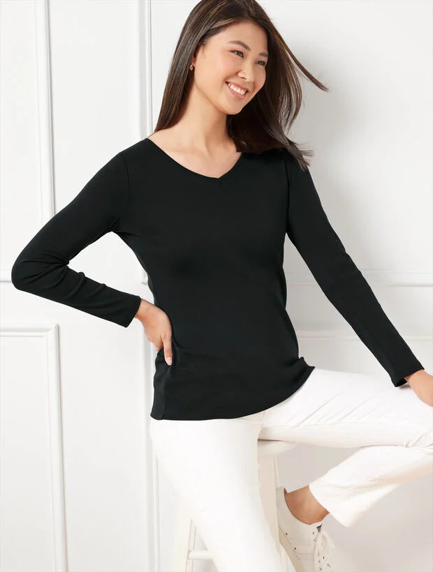 Pima V-Neck Tee | Talbots