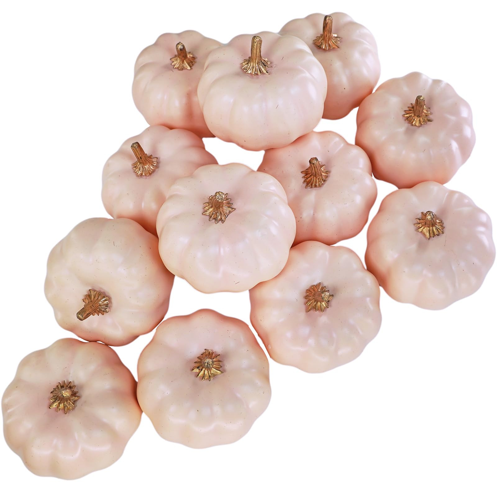 Winlyn 12 Pcs Blush Pink Small Artificial Pumpkins Decorative Pumpkins Pink Foam Pumpkins 3" Wide... | Amazon (US)