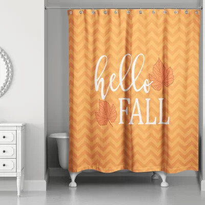 Hello Fall Chevron Single Shower Curtain | Wayfair North America