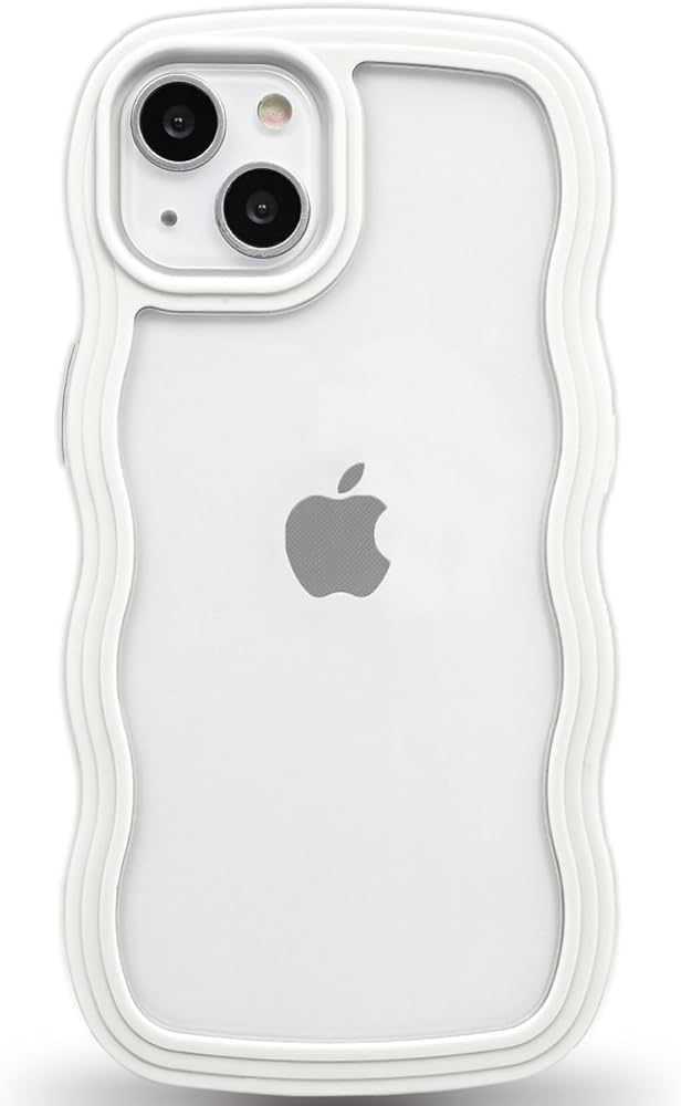 Anuck for iPhone 14 Case Wavy Edge Clear Back Design, Anti-Slip Grip Cute Wave Curly Frame Shape ... | Amazon (US)