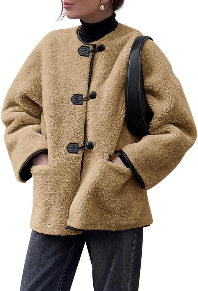 Cicy Bell Womens Faux Fur Jacket Fuzzy Coat Long Sleeve Button Front Warm Winter Outerwear with P... | Amazon (US)