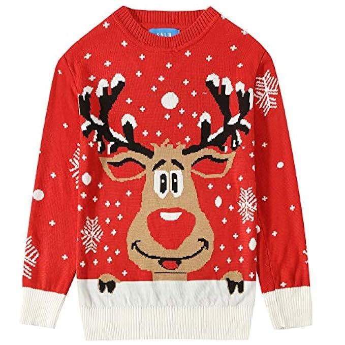 SSLR Big Boys' Funny Crewneck Pullover Ugly Christmas Sweater | Amazon (US)