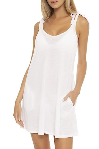 Becca by Rebecca Virtue Women's Standard Breezy Basics Dress, Plunge Neck, Beach Cover Ups, White | Amazon (US)