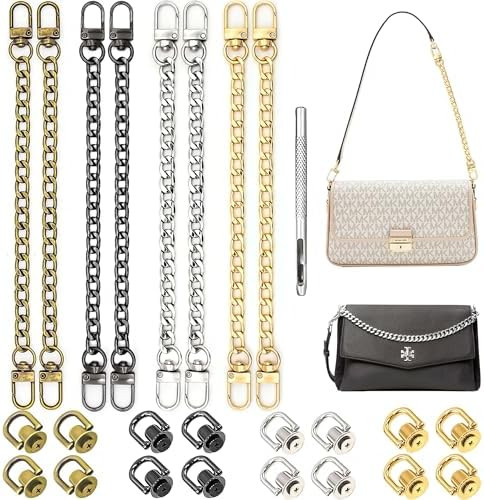 INKNOTE 8pcs Purse Chain Strap Short Flat Extender with 16pcs D Ring Rivets Hardware for DIY Hand... | Amazon (US)