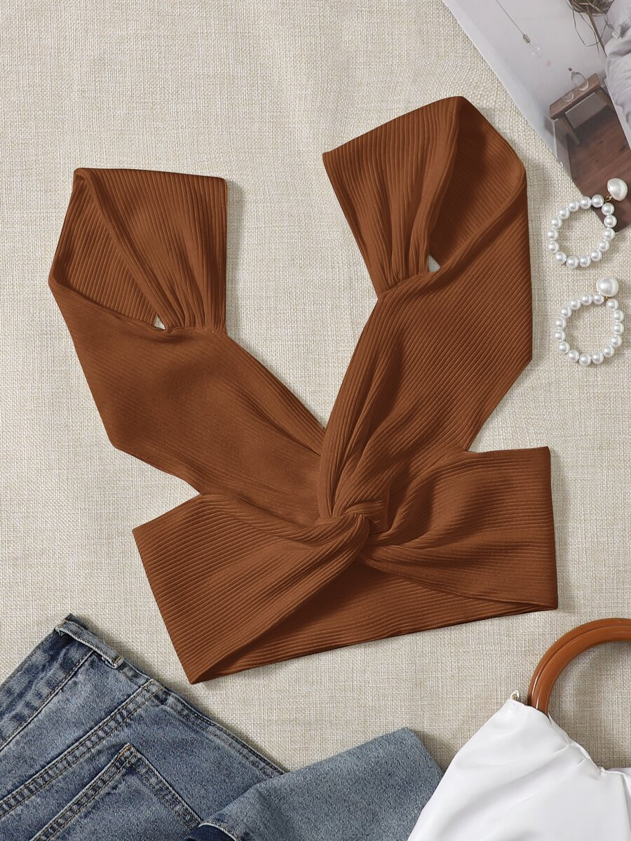 SHEIN VCAY Twist Front Open Back Crop Top
   
      SKU: sw2112210551388833
          (1000+ Revi... | SHEIN