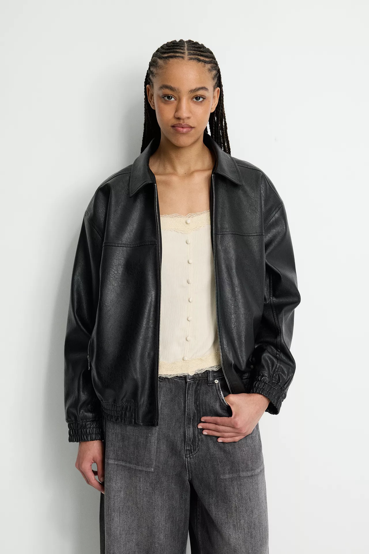 Faux leather bomber jacket | PULL and BEAR UK