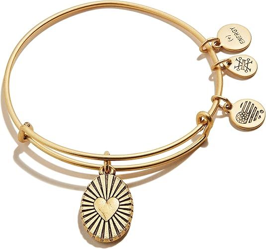 Alex and Ani Path of Symbols Expandable Bangle for Women, Heart Embossed Charm, Rafaelian Gold Fi... | Amazon (US)