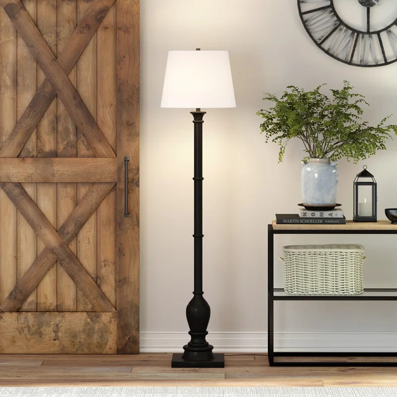 Amaijah 68'' Blackened Bronze Traditional Floor Lamp with Outlet | Wayfair North America