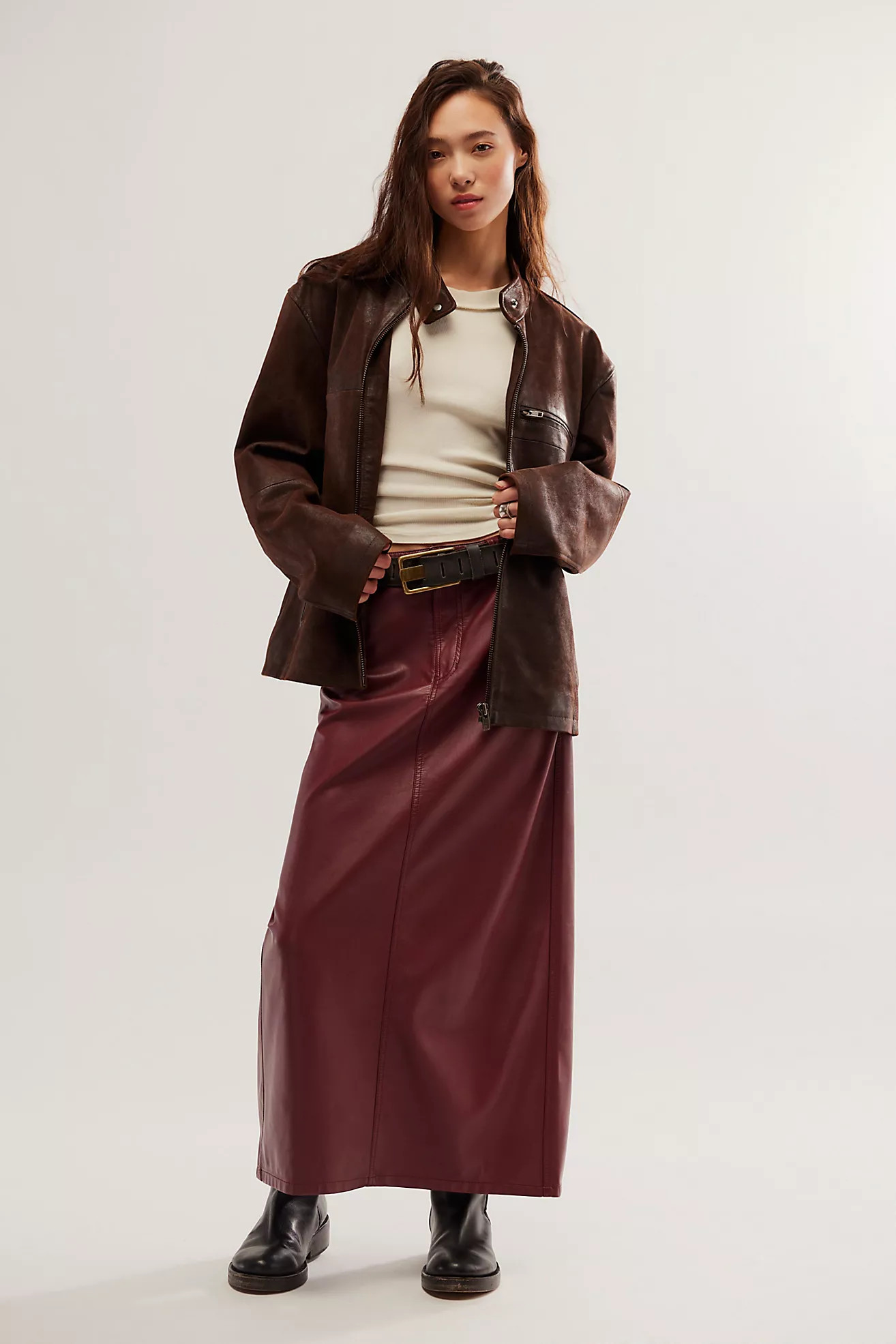 City Slicker Vegan Maxi Skirt | Free People (Global - UK&FR Excluded)