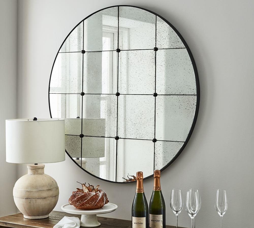 Markle 40.5" Round Antique Glass Wall Mirror | Pottery Barn (US)