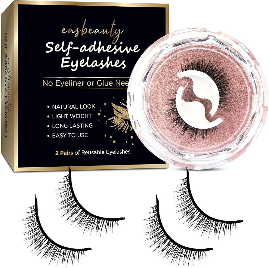 Reusable Self Adhesive Eyelashes, 4PCs False Lashes Natural Look, Self Sticking (2-Pairs ) | Amazon (US)