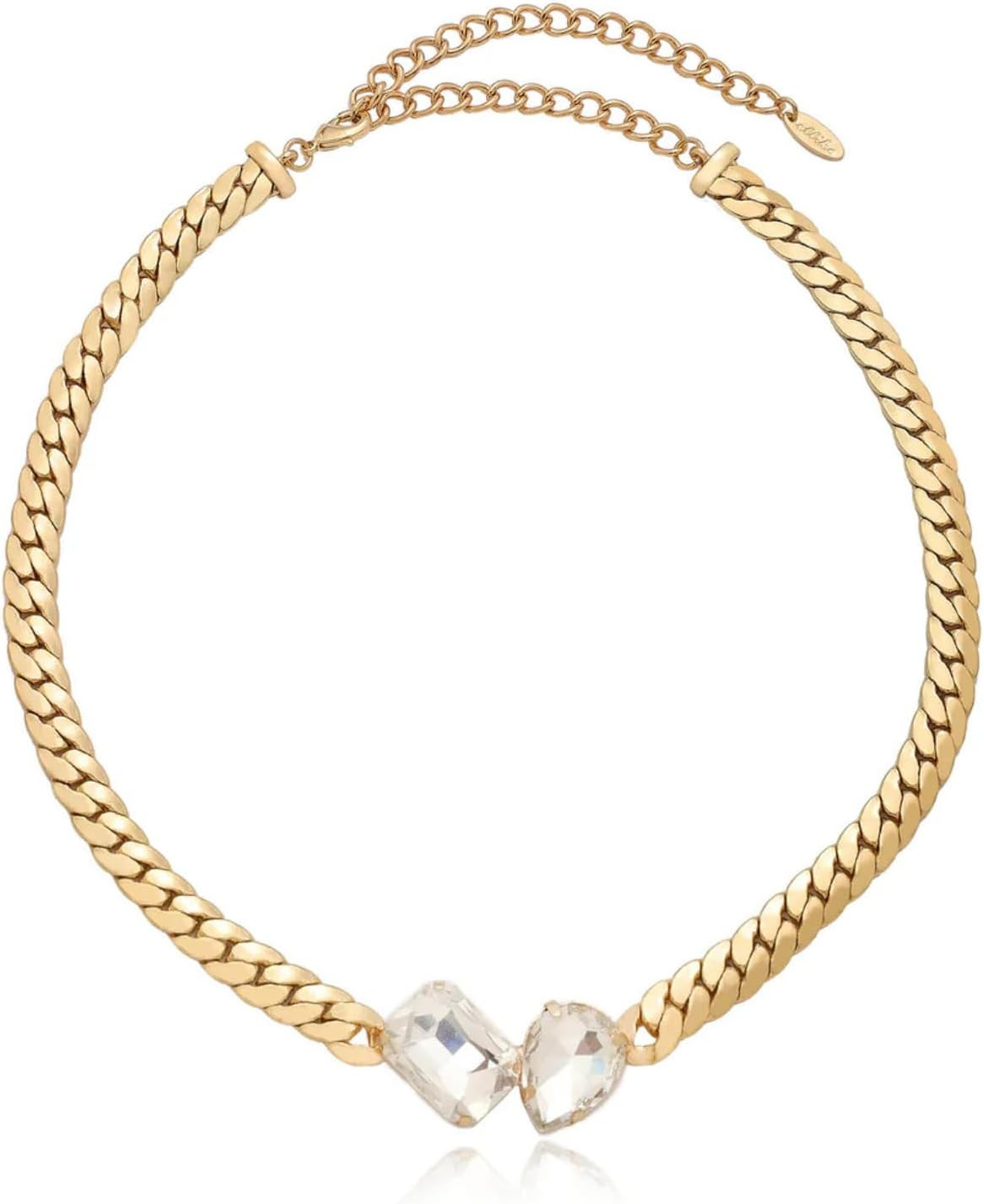 Ettika 18k Gold Plated Necklace for Women. Clear Crystal Gem Necklace. Fashion Jewelry and Accessory | Amazon (US)