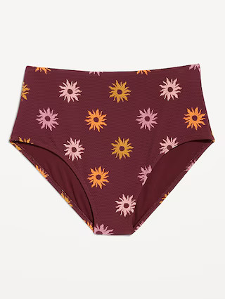 High-Waisted Textured Bikini Swim Bottoms | Old Navy (US)