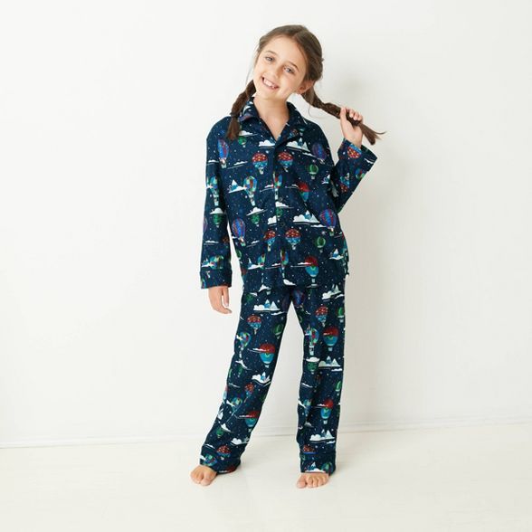 Kids' Holiday Hot Air Balloon Print Flannel Matching Family Pajama Set - Wondershop™ Navy | Target