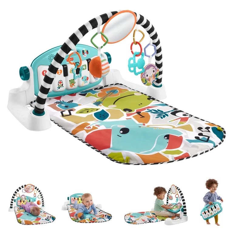 Fisher-Price Glow and Grow Kick & Play Piano Gym Baby Playmat with Musical Learning Toy, Blue | Walmart (US)